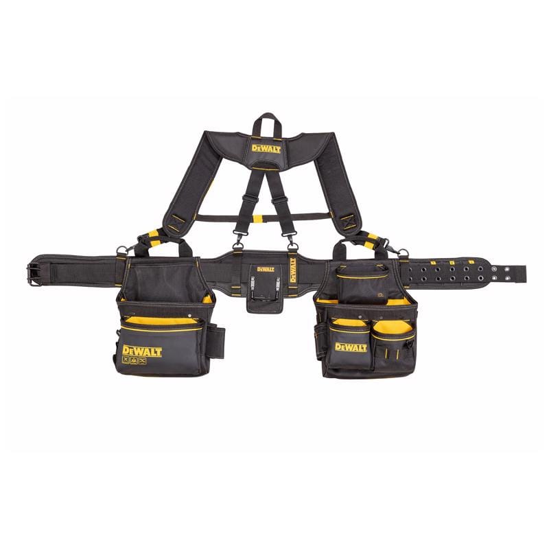 Dewalt DWST540602 25 pocket Ballistic Nylon Professional Tool Belt with Suspenders Black/Yellow