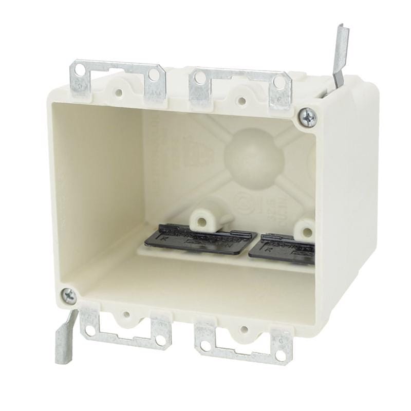 Allied Moulded R9329-EWK Old Work 32.5 cu in Square Fiberglass 2 gang Electrical Box Off White