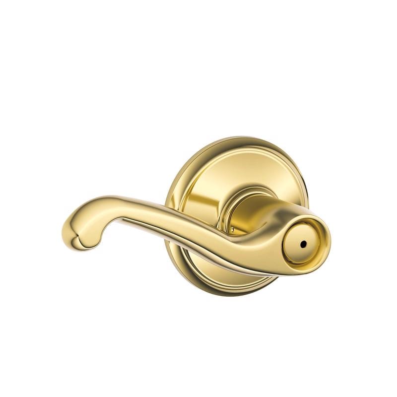 Schlage F40VFLA605 Flair Bright Brass Privacy Lockset 1-3/4 in.