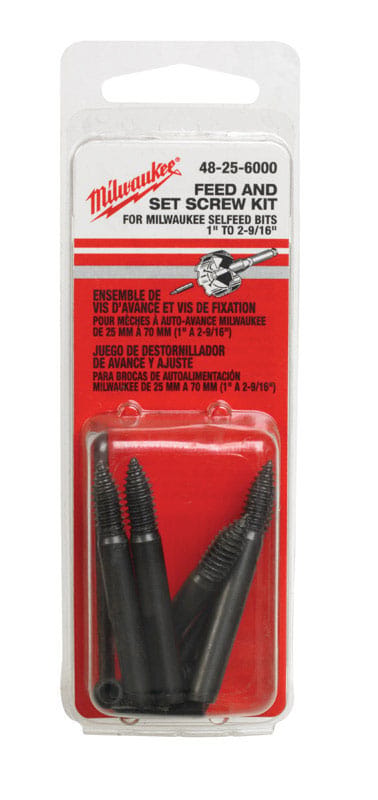 Milwaukee 48-25-6000 Switchblade Assorted Carbon Steel Feed and Set Screw Accessory Set Hex Shank 9 pc