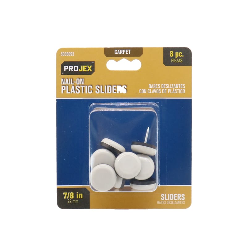 Projex P0001 White 7/8 in. Nail-On Plastic Chair Glide 8 pk