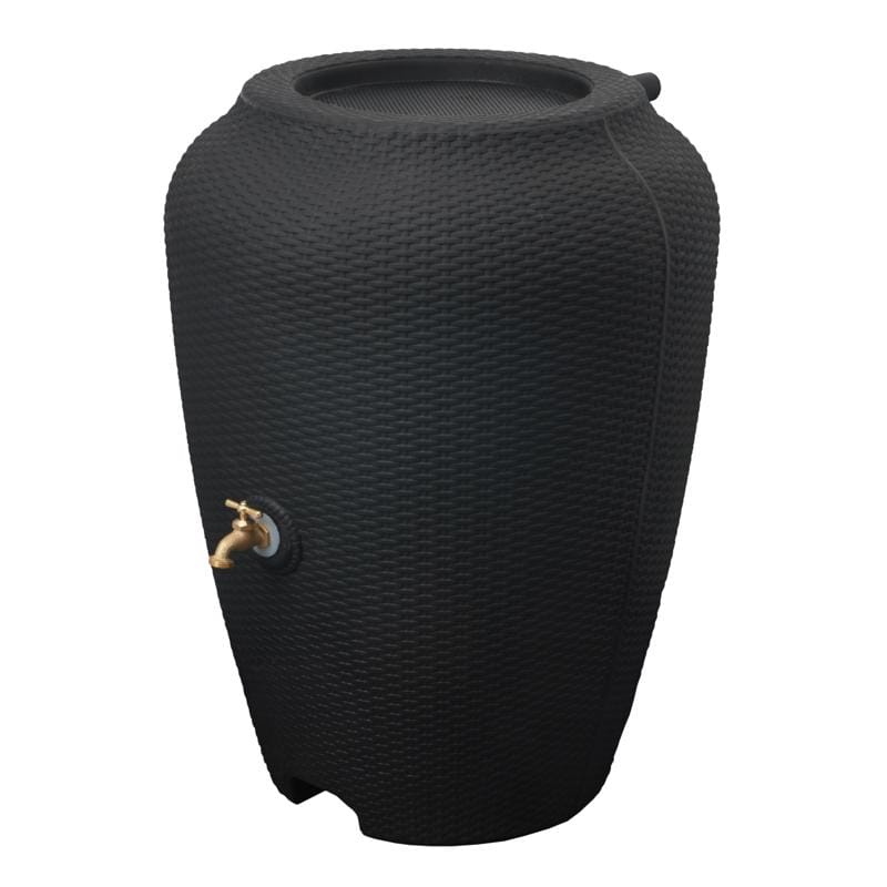 Algreen 81214 Wicker Black 50 gal Rain Barrel Polyethylene