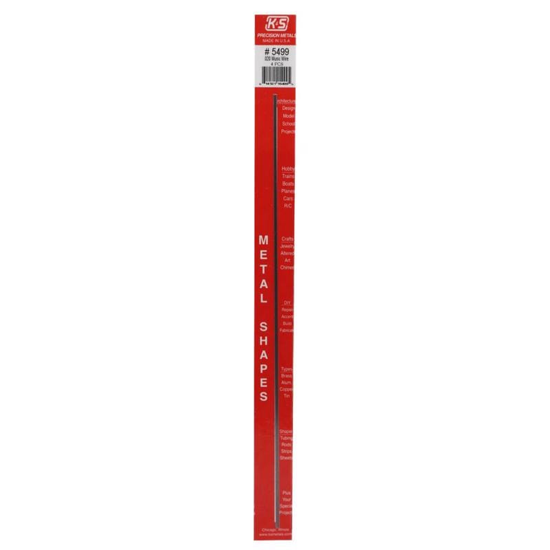 K&S 5499 .020 in. D X 1 ft. L Steel 22 Ga. Music Wire