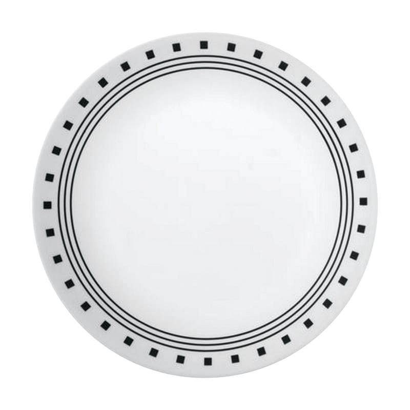 Corelle 1074211 Livingware Black/White Glass City Block Luncheon Plate 8-1/2 in. D 1 pk