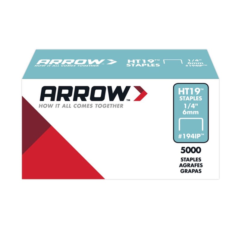 Arrow 194IP HT19 3/8 in. W X 1/4 in. L 18 Ga. Flat Crown Staples 5000 pk