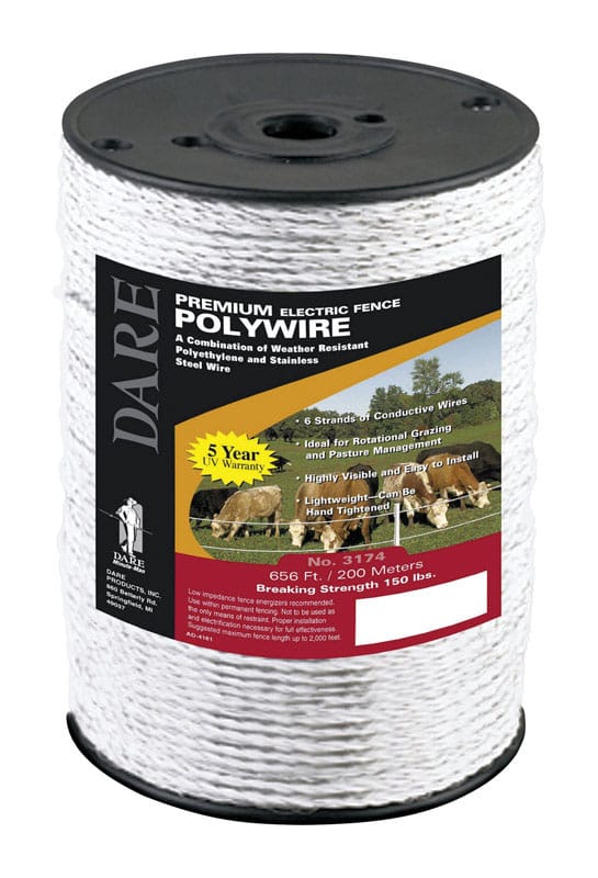 Dare 3174 Portable Electric Fence Wire 656 ft. White
