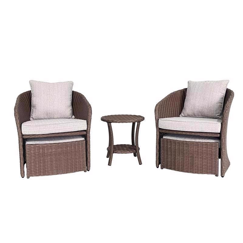 Living Accents HSVS343F Ashton 5 pc Brown Steel Casual Chat Set Gray