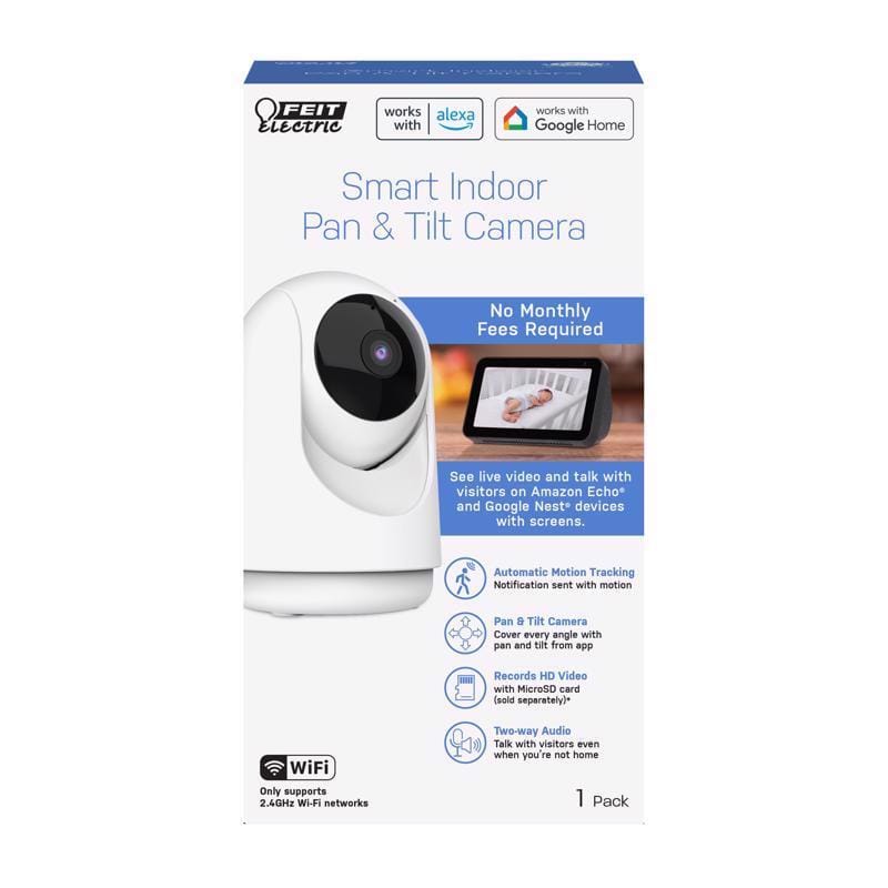 Feit CAM/PAN/WIFI/G2 Smart Home Plug-in Indoor Smart-Enabled Security Camera with Pan & Tilt