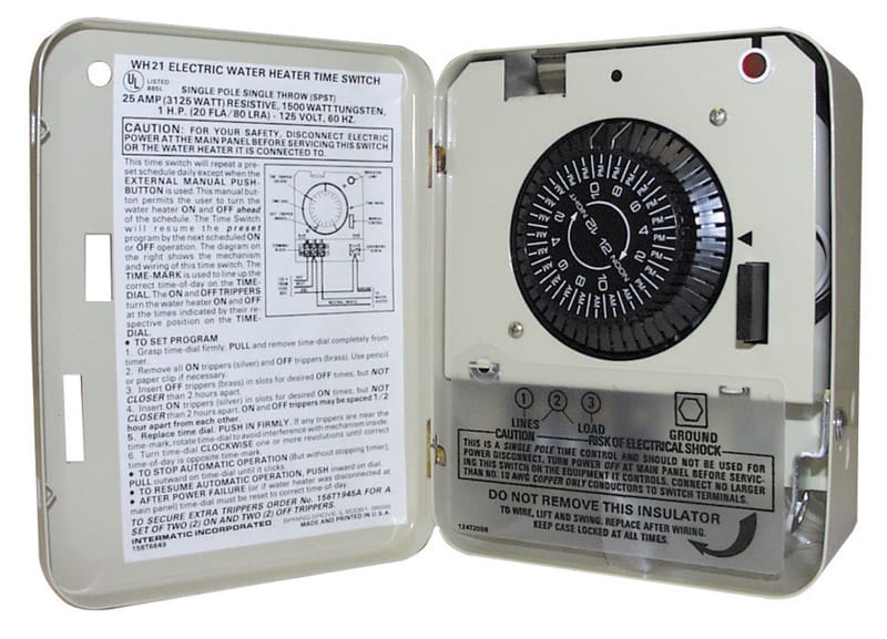 Intermatic WH21 Indoor Electric Water Heater Timer 250 V Gray