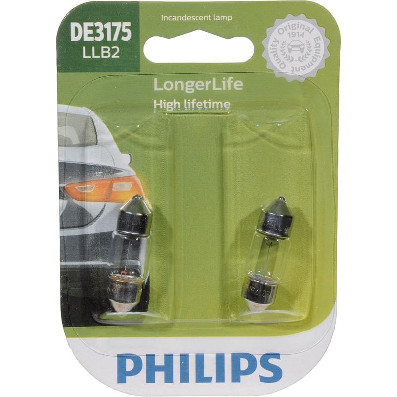 Philips DE3175LLB2 LongerLife Incandescent Courtesy/Glove/License/Trunk Miniature Automotive Bulb DE3175LLB2