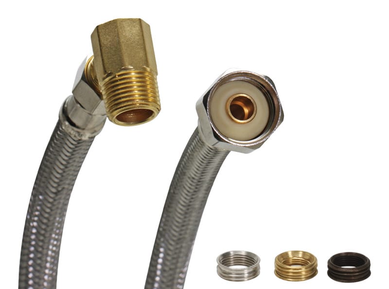 Fluidmaster 1W60CU 3/8 in. Compression X 1/2 in. D FIP 60 in. Stainless Steel Dishwasher Supply Line