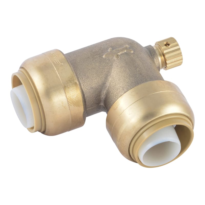 Sharkbite UR5256A Push to Connect 3/4 in. PTC each X 3/4 in. D PTC Brass 90 Degree Elbow w/Drain