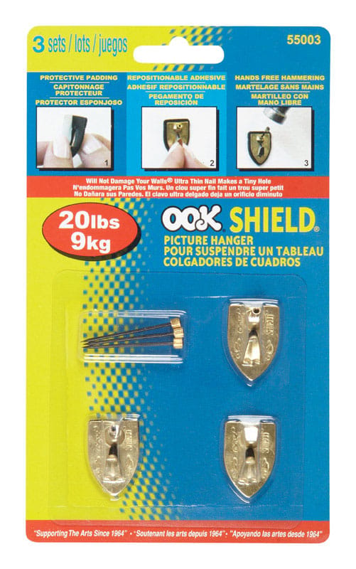 Hillman 55003 OOK Shield Picture Hanger 20 lb 3 pk