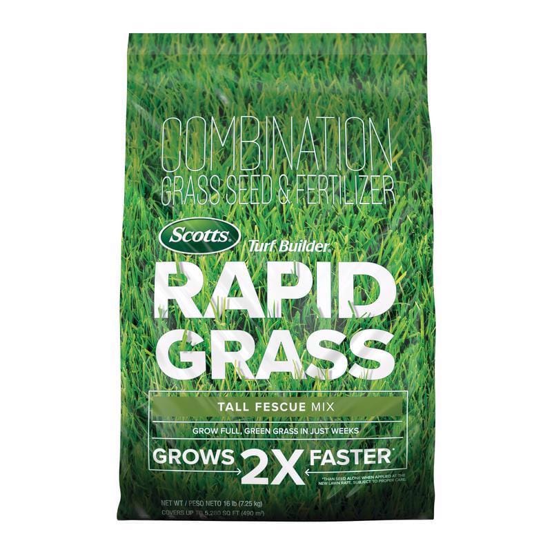 Scotts 18228 Turf Builder Rapid Grass Tall Fescue Grass Sun or Shade Grass Seed and Fertilizer 16 lb