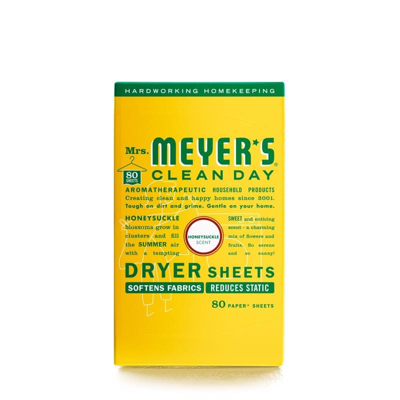 MRS. Meyer'S 70115 Clean Day Honeysuckle Scent Fabric Softener Sheets 80 oz 80 pk