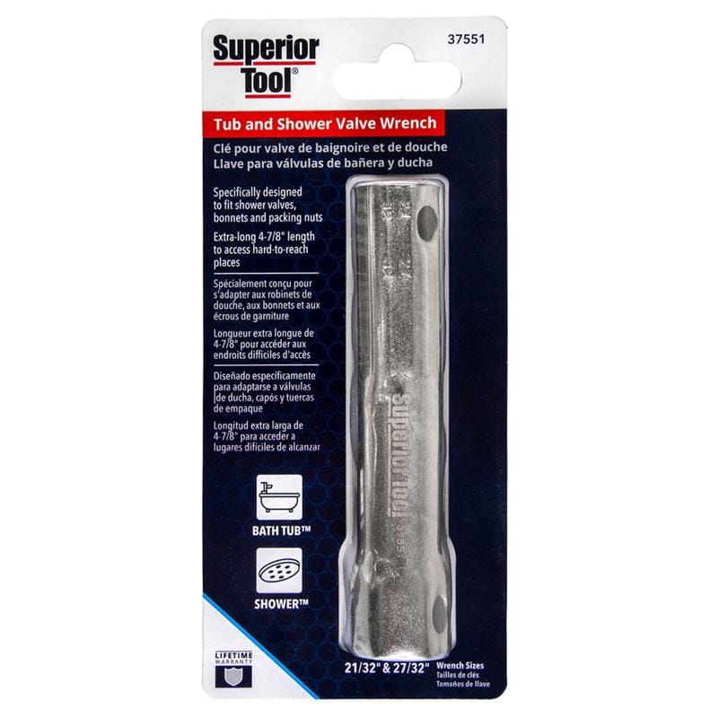 Superior Tool 37551 21/32-27/32 in. Shower Valve Socket Wrench Silver 1 pc