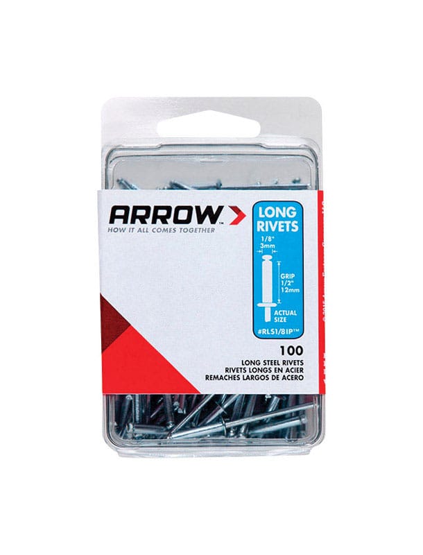 Arrow RLS1/8IP 1/8 in. D X 1/2 in. Steel Rivets Silver 100 pk