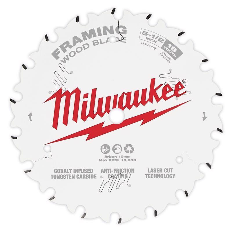 Milwaukee 48-40-0520 5-1/2 in. D X 10 mm Tungsten Carbide Framing Blade 18 teeth 1 pk