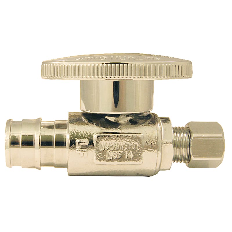Apollo EPXVS1214C Pex A 1/2 in. Barb in to X 1/4 in. Compression Brass Straight Stop Valve