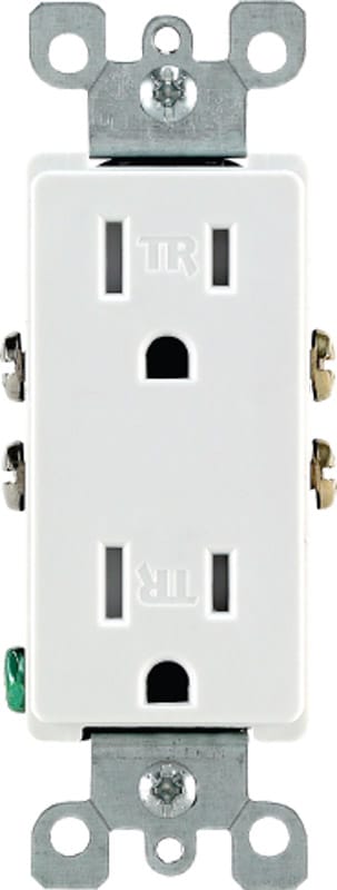 Leviton T5325-00W Decora 15 amps 125 V Duplex White Outlet 5-15R 1 pk