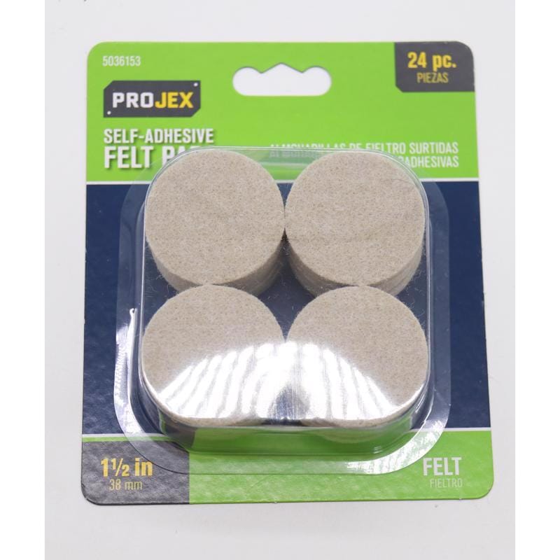 Projex P0102 Felt Self Adhesive Protective Pad Tan Round 1-1/2 in. W 24 pk