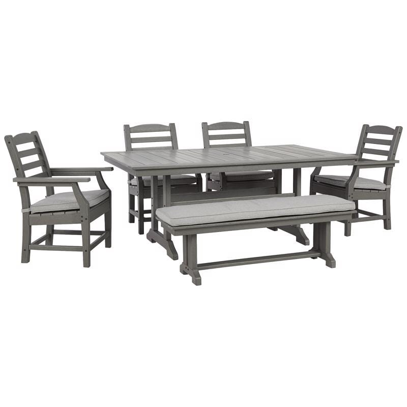 Signature Design BY Ashley P802PKG Visola 6 pc Gray Plastic Contemporary Dining Set Gray