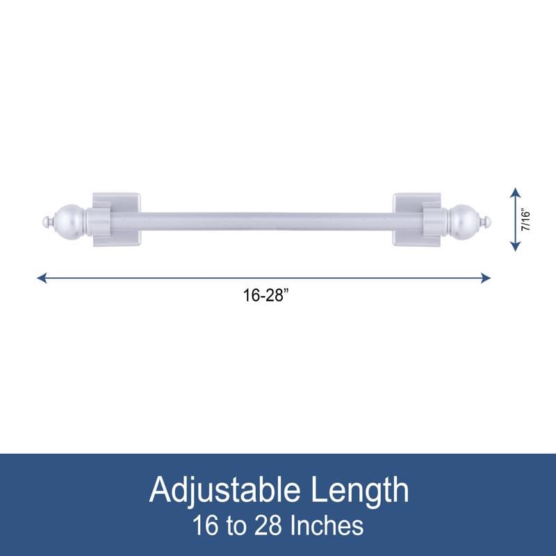 Kenney KN40343V1 Satin Silver Traditional/Transitional Magnet Cafe Rod 16 in. L X 28 in. L