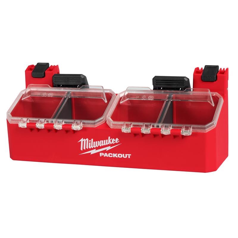 Milwaukee 48-22-8610 Packout 11.5 in. W X 4.9 in. H X 4.3 in. D Small Parts Bin Plastic 2 compartments Black/Re