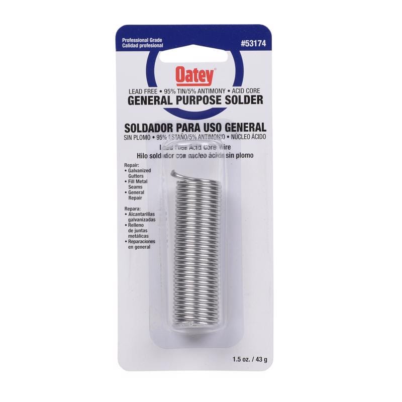 Oatey 53174 1.5 oz Lead-Free Acid Core Wire Solder Tin/Antimony 95/5 1 pc