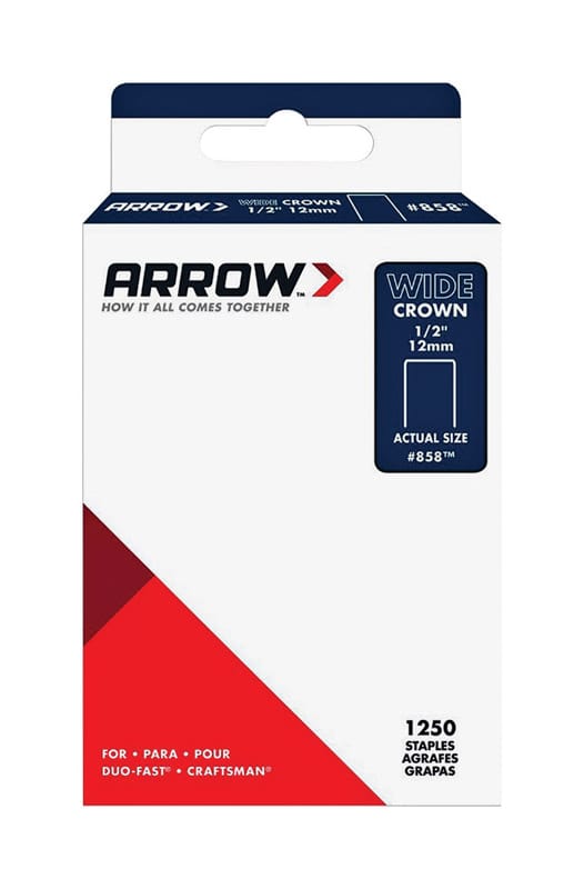 Arrow 858SP #858 1/2 in. W X 1/2 in. L 18 Ga. Wide Crown Standard Staples 1250 pk