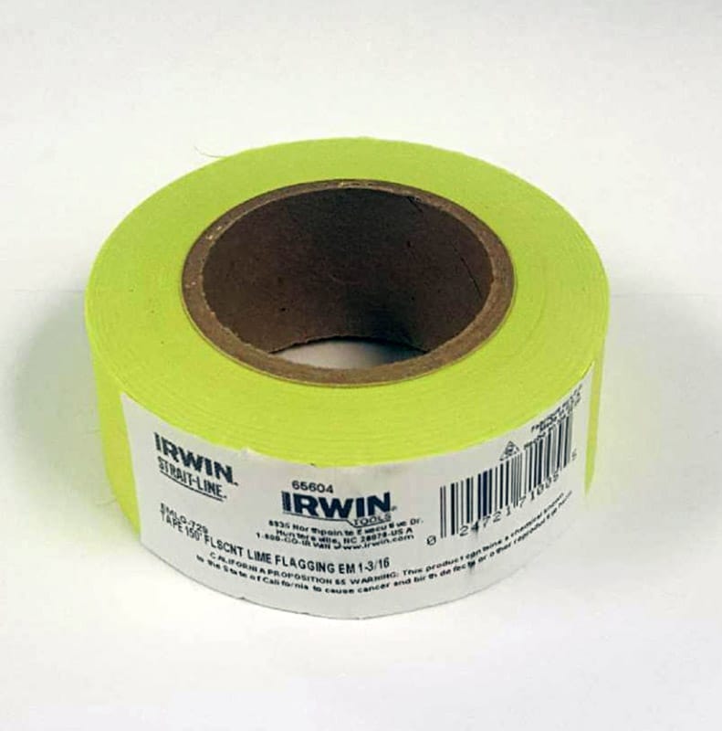 Irwin 65604 Strait-Line 150 ft. L X 1-3/16 in. W PVC Flagging Tape Lime