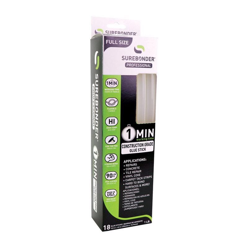 Surebonder CG-1R10T .41 in. D X 10 in. L 1 Minute 1 Minute Construction Grade Glue Sticks Clear 18 pk