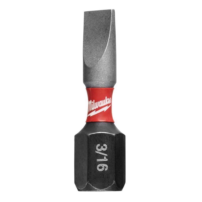 Milwaukee 48-32-4417 Shockwave Slotted 3/16 in. X 1 in. L Insert Bit Steel 2 pc