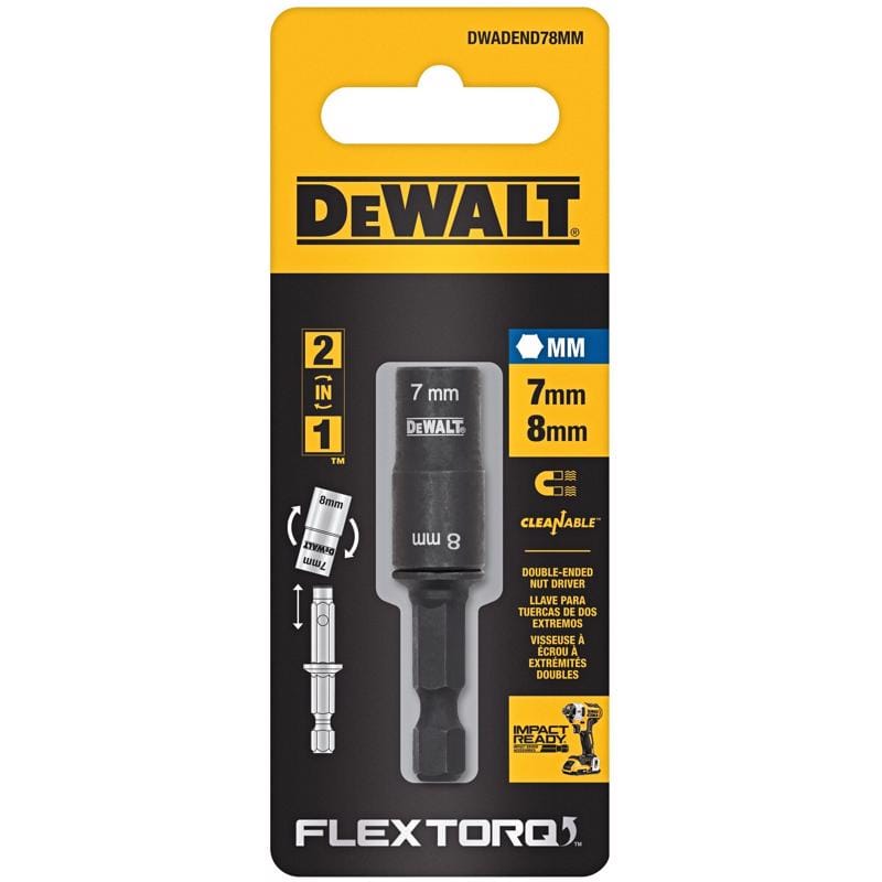 Dewalt DWADEND78MM Flextorq 7,8 mm X 2 in. L Black Oxide Double-Ended Nut Driver 2 pc
