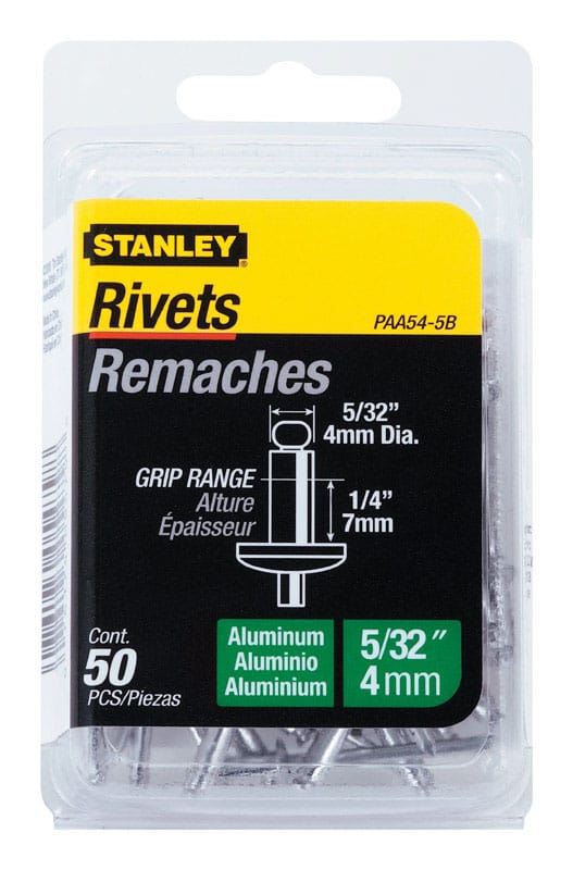 Stanley PAA54-5B 5/32 in. D X 1/4 in. Aluminum Blind Rivets Silver 50 pk