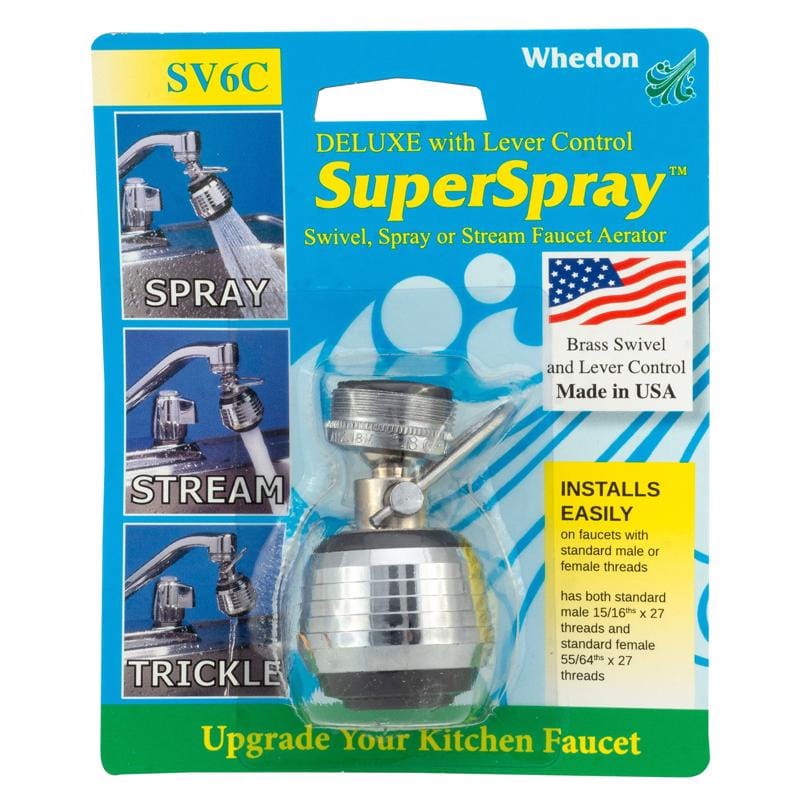 Whedon SV6C SuperSpray Dual Thread 15/16 in.- 27M x 55/64 in.-27F Chrome Plated Swivel Sprayrator