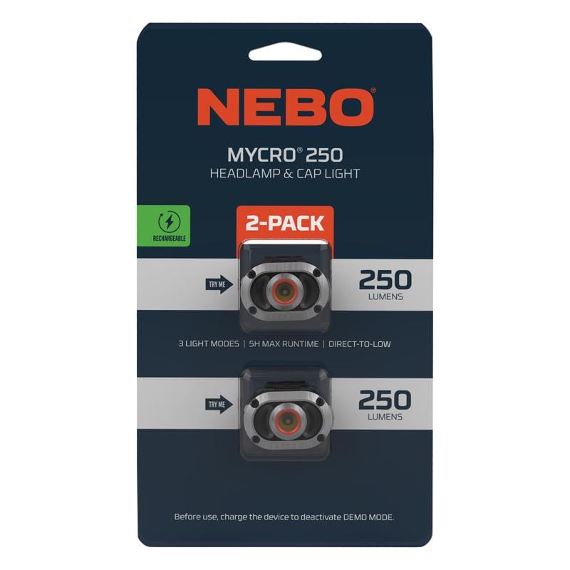 Nebo NEB-HLP-1010 Mycro 250 lm Black/Gray LED Rechargeable Head Lamp
