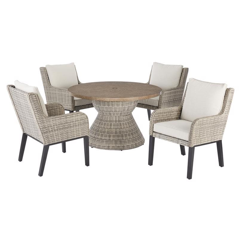 Living Accents MNDINE5-24 Dayton 5 pc Greige Steel Dining Set White