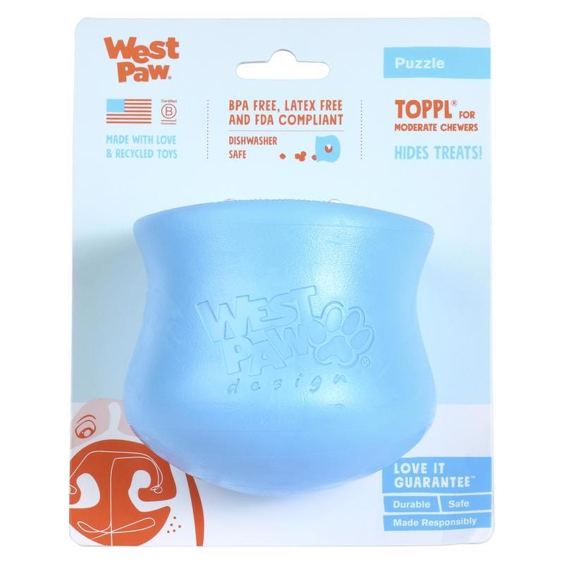 West Paw ZG084AQA Zogoflex For Dog Blue Plastic Toppl Pet Toy Large 1 pk