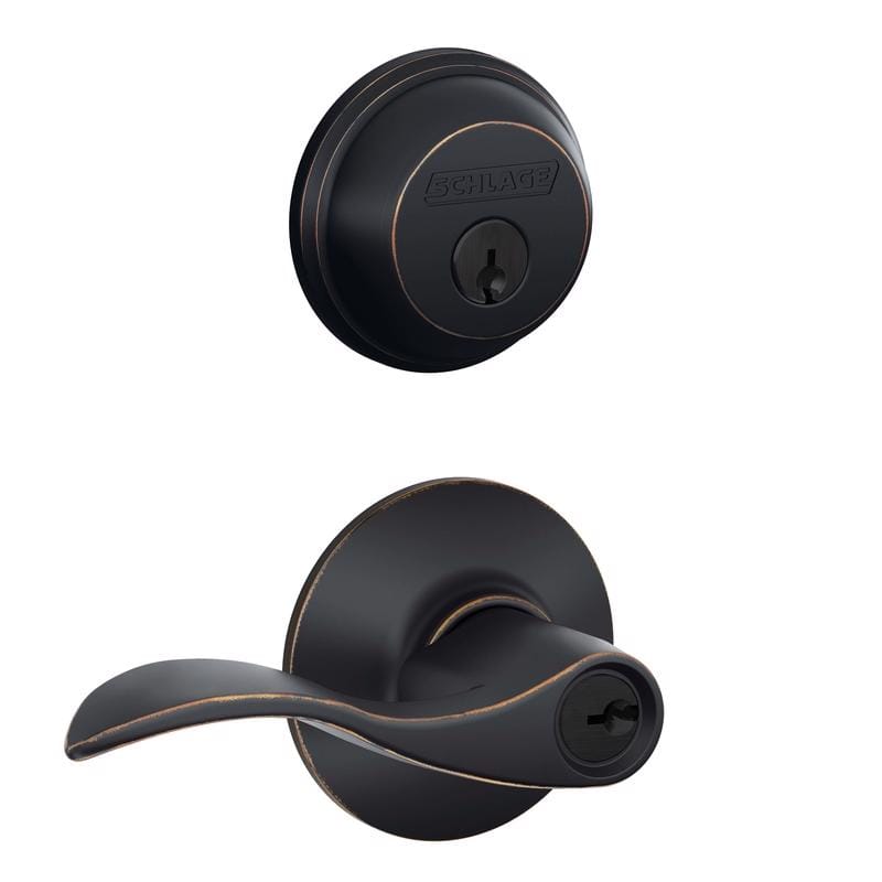 Schlage FB50NVACC716 Aged Bronze Zinc Deadbolt and Entry Door Knob