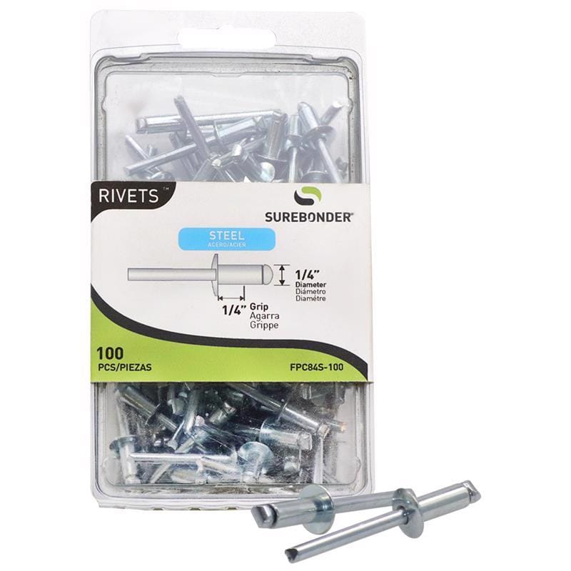 Surebonder FPC84S-100 1/4 in. D X 1/4 in. Steel Rivets Silver 100 pc