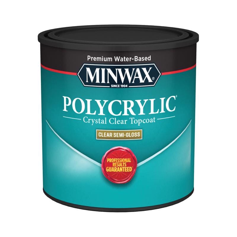 Minwax 244444444 Polycrylic Semi-Gloss Crystal Clear Water-Based Polyurethane 0.5 pt