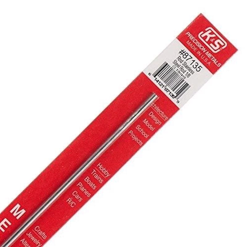 K&S 87135 1/8 in. D X 12 in. L Stainless Steel Unthreaded Rod