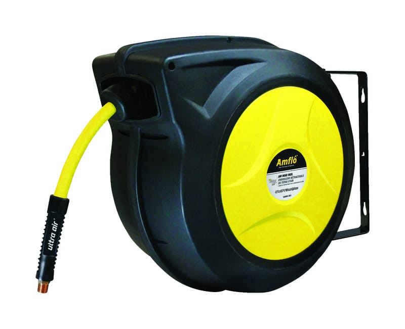 Amflo AMFL588HRRET Ultra Air 50 ft. L X 3/8 in. D Hybrid Polymer Air Hose Reel 300 psi Black