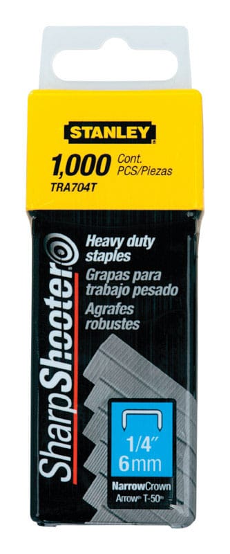 Stanley TRA704T Sharp Shooter T50 27/64 in. W X 1/4 in. L 24 Ga. Narrow Crown Heavy Duty Staples 1000 pk