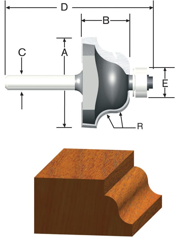 Vermont American 23149 1-1/8 in. D X 5/32 in. X 2-1/8 in. L Carbide Tipped Roman Ogee Router Bit