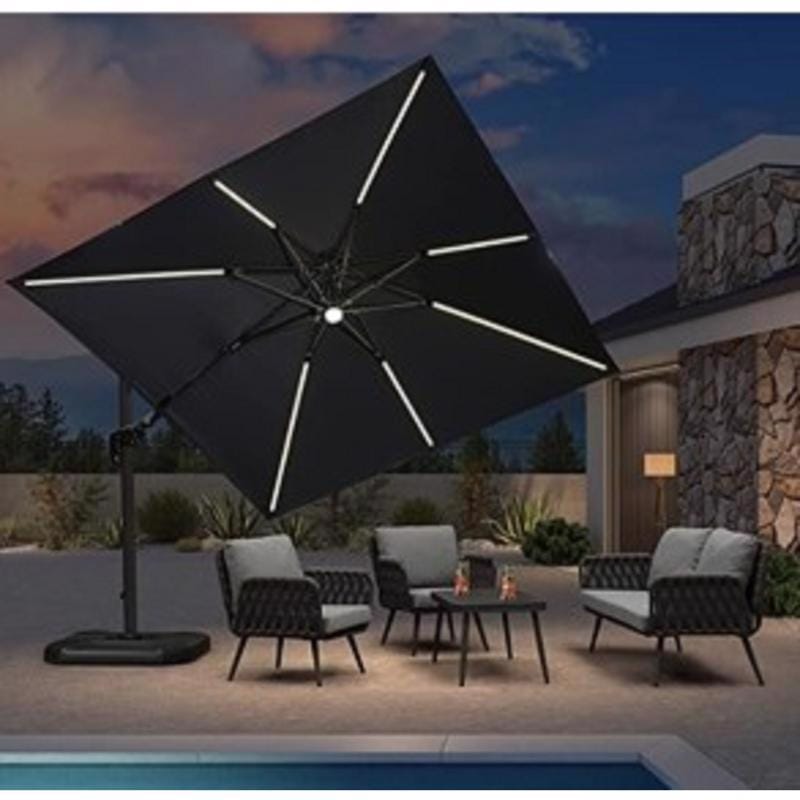 Living Accents YQ-008 Roman 10 ft. Tiltable Blue Offset Umbrella