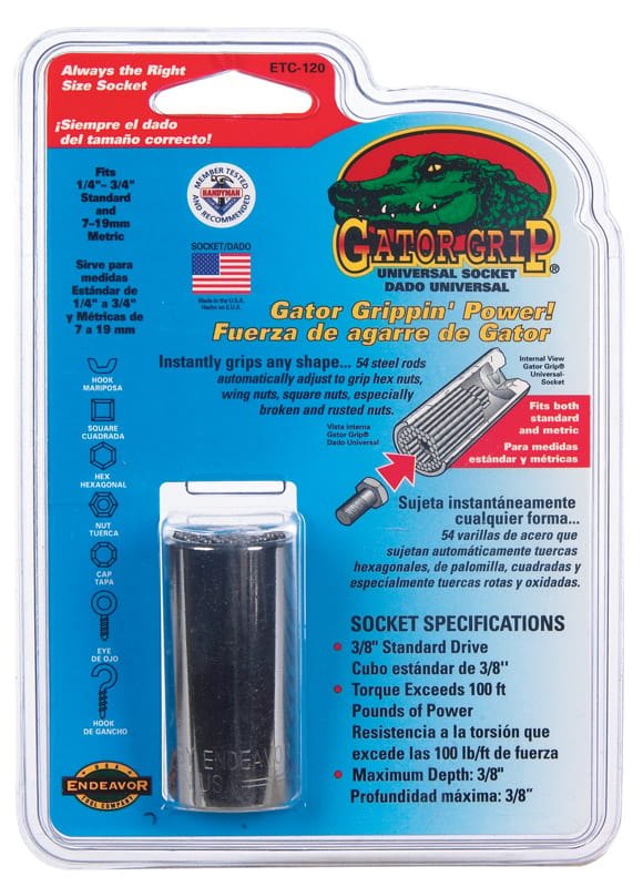 Gator Grip ETC120 #20120A 3/8 in. X 3/8 in. drive Metric and SAE 6 Point Socket 1 pc