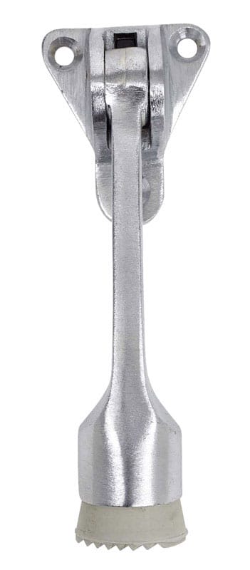 Tell DT100007 1 in. W Solid Brass Satin Chrome Silver Kick-Down Door Holder Mounts to door