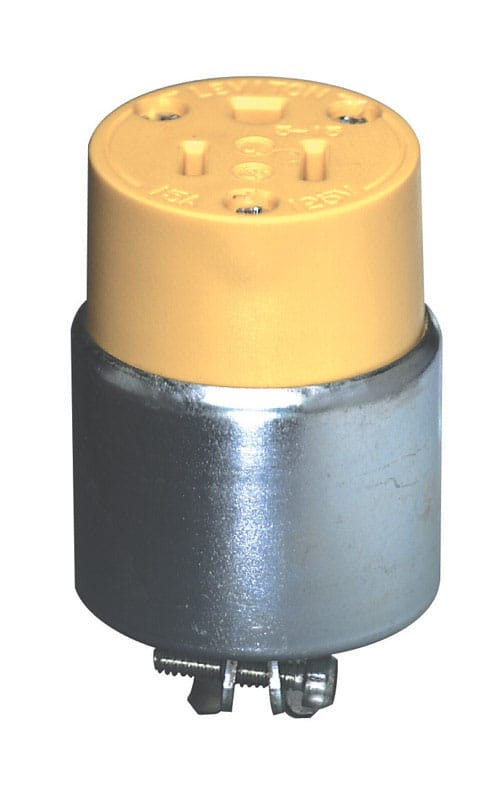 Leviton C30-515CA-000 Commercial Armored Ground/Straight Blade Connector 5-15R 18-12 AWG 2 Pole 3 Wire